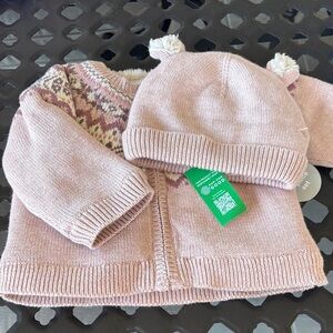 GAP Pink Knit Jacket and Hat Set for Kids